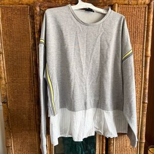 Anthropologie Maeve Light Gray Crewneck Sweatshirt with White Tag Detail